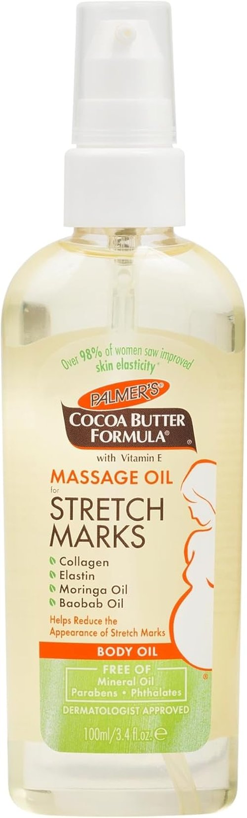 Palmer's Cocoa Butter Formula Massage Oil - Stretch Marks & Pregnancy Skincare, 3.4 Ounces
