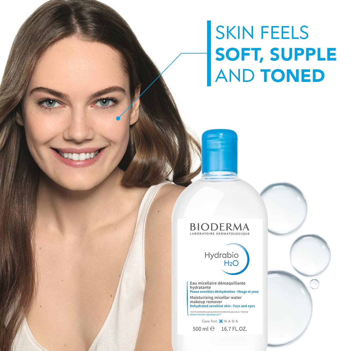 Bioderma Hydrabio Micellar Water - Hydrating Cleansing for Dehydrated Sensitive Skin | 33.4 Fl Oz