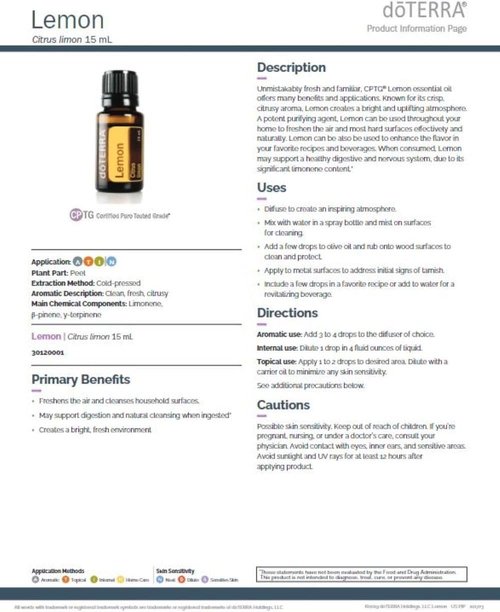 DoTerra - Lemon Essential Oil - Refreshing Citrus Aroma | 15 mL for Aromatherapy & Wellness