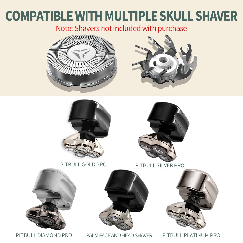 Skull Shaver Replacement Blades - Pitbull Pro Blade Set for Gold/Silver/Platinum Shavers (12 Blades)