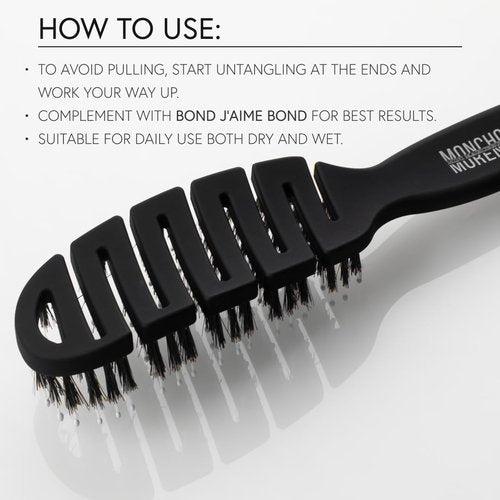 MONCHO MORENO Mini Magic Brush - Travel Size Professional Detangling Hair Brush for Dry Hair, Anti-Breakage & Anti-Frizz Brush, Adds Shine, Ideal for On-the-Go Styling (Black)
