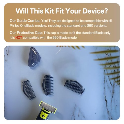 Philips Norelco OneBlade Guards Kit - 1/3/5mm Guide Combs & Protective Cap for Precision Shaving