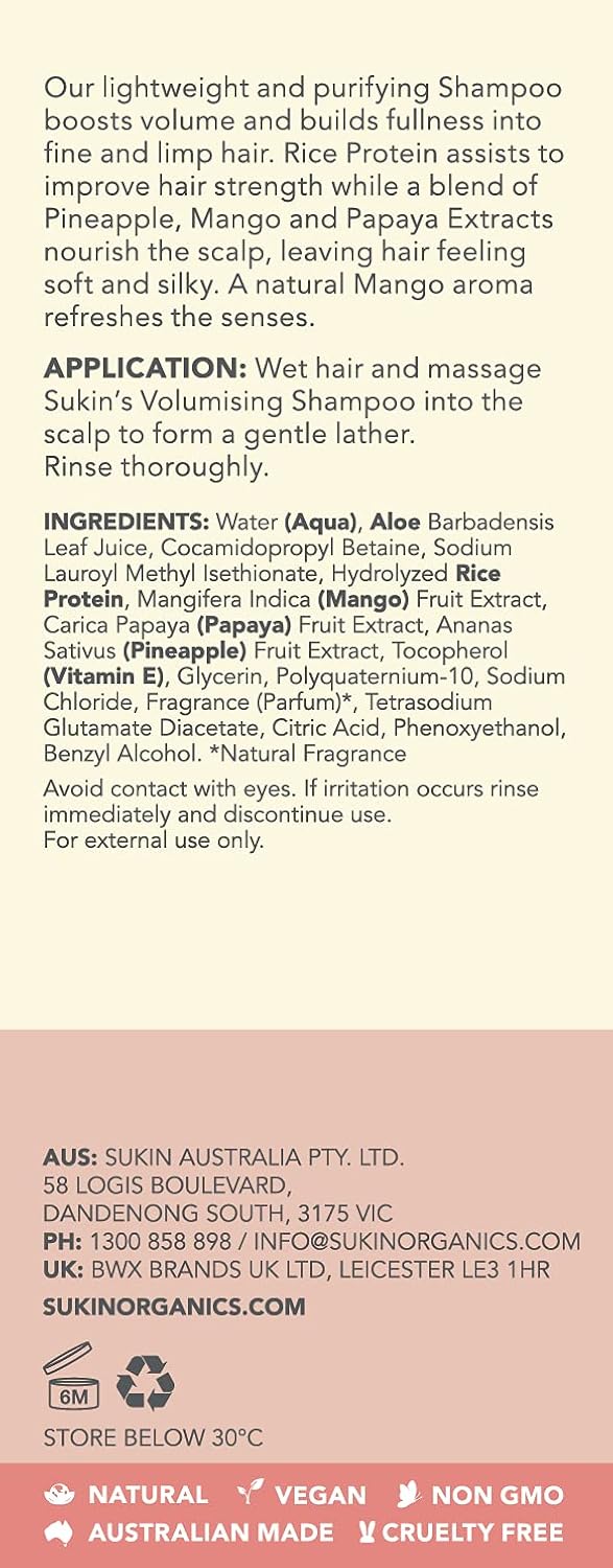 Sukin Volumising Shampoo - Boosts Volume for Fine, Limp Hair | 16.9 Fl Oz