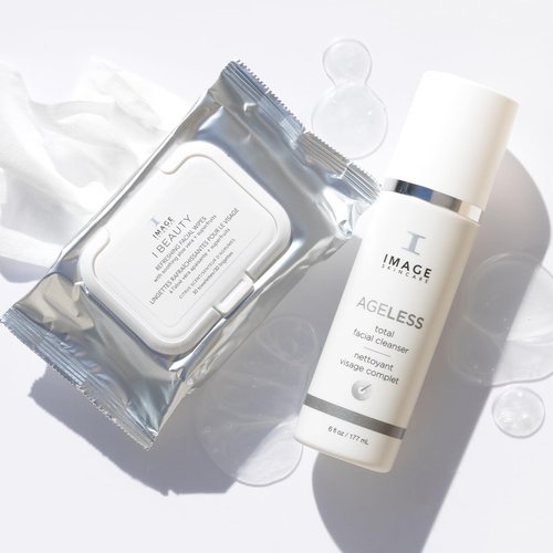 IMAGE Skincare Double Cleanse Power Duo - 30ct Refreshing Facial Cleansing Wipes & AGELESS Face Wash