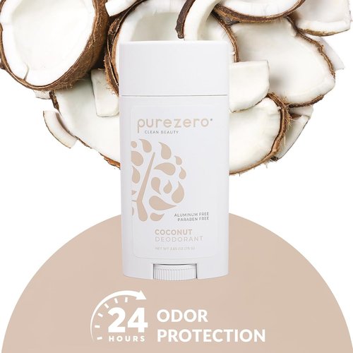 Purezero Deodorant - Coconut Scent | Aluminum & Paraben Free | 24-Hour Odor Protection (1 Pack)