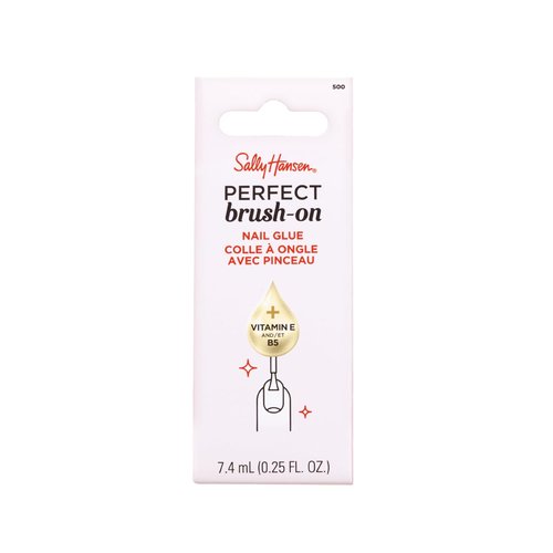 Sally Hansen Brush-On Nail Glue - Long-Lasting Hold with Precision Brush | Vitamin E & B5 Formula | Travel-Friendly