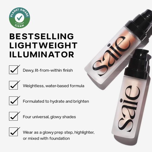 Saie Blush & Glow Gift Set | Dew Blush in Lady & Glowy Super Gel Highlighter - Vegan Makeup Kit (2 Count)