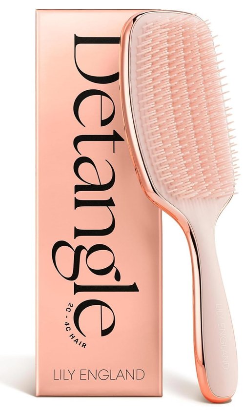 Lily England Detangling Brush - Pain-Free Styling for Curly Hair | Flexible Bristles in Rose Gold