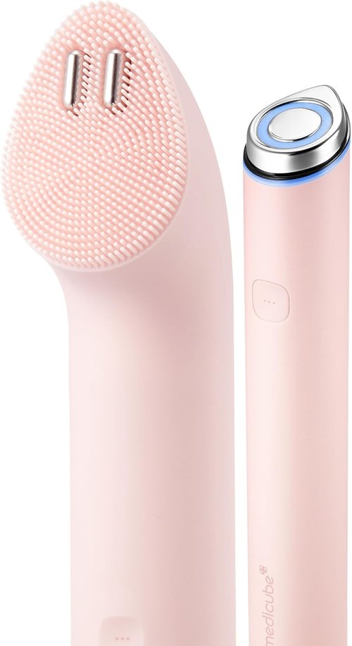 Medicube Mini Booster Pro Plus Cleansing Device Set - 2-in-1 Facial Cleanser & Skincare Tool | Portable Pink Device with 3 Modes for Pore & Sebum Care