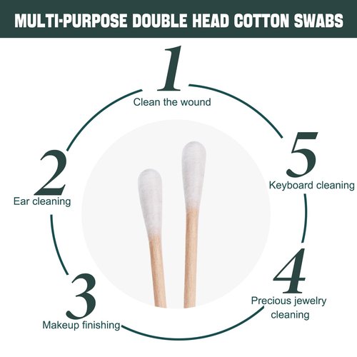 200 Pack Cotton Swabs, Individually Wrapped Cotton Swab, Individually Wrapped Double Tipped Wooden Sticks for Ear, Make-up(4pcs per Bag, 200 Bags, Double Round End)