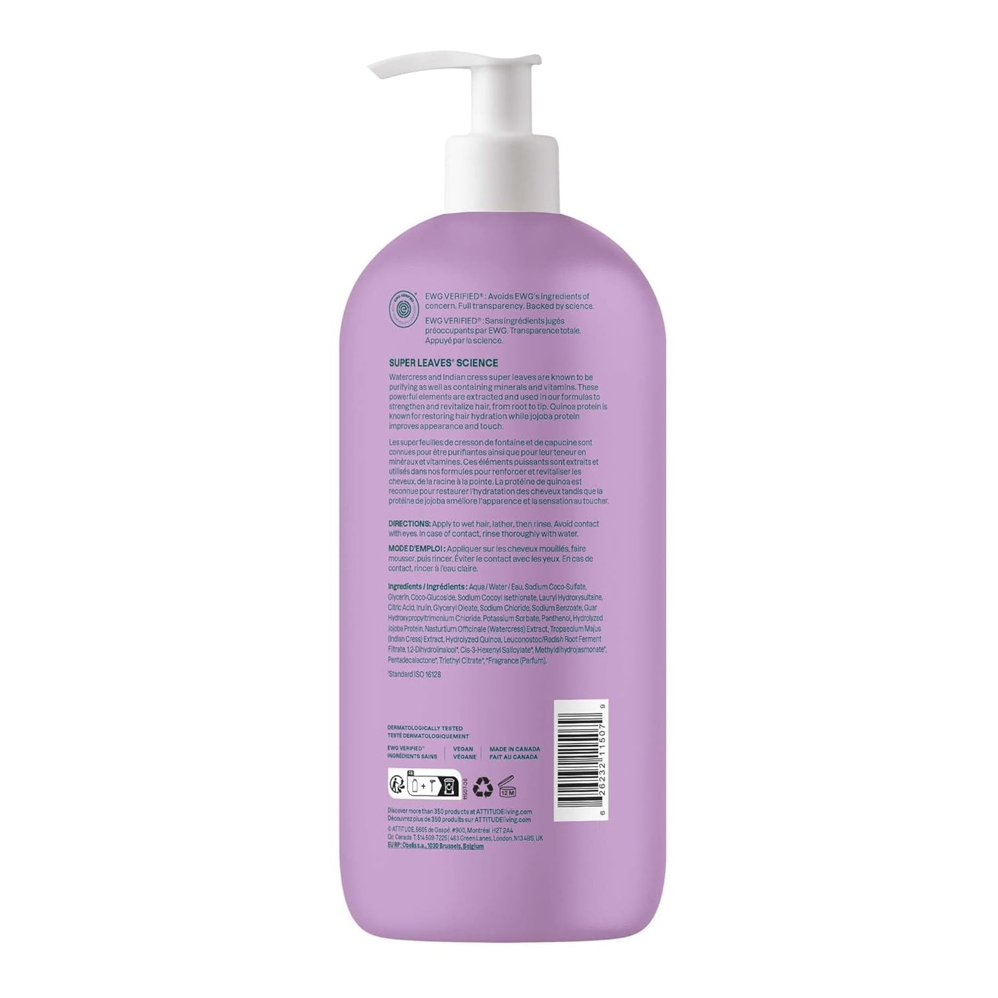 ATTITUDE Moisture Rich Hair Shampoo - EWG Verified, Vegan Formula for Dry & Damaged Hair | 32 Fl Oz