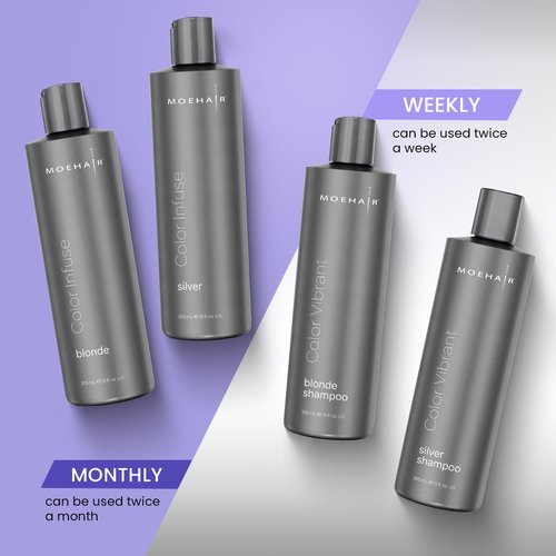 MOEHAIR Color Infuse Silver - Purple Toner for Silver, Gray & White Hair | 12 Fl. Oz | Neutralizes Brassiness