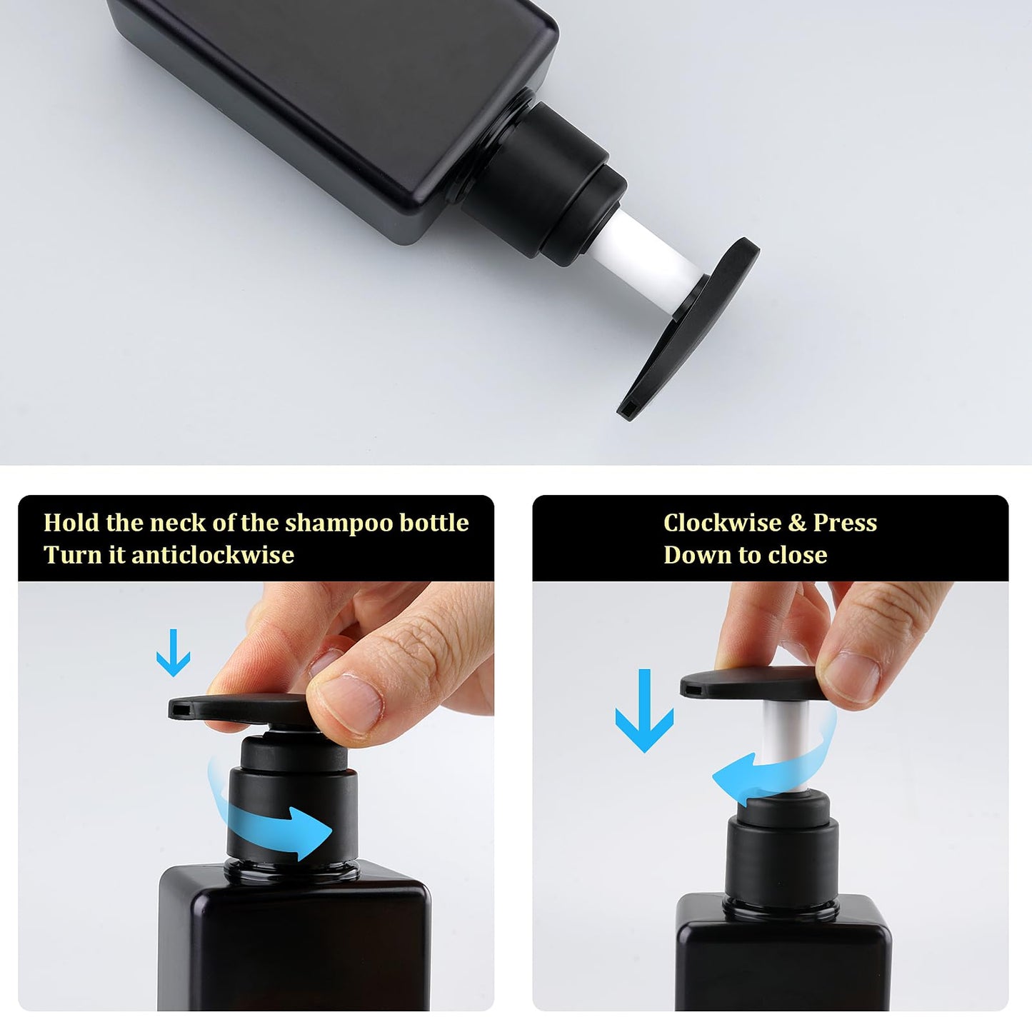 Hethyo Travel Bottles Travel Accessories Toiletries 4 Pack 3.7oz/110ml Travel Shampoo And Conditioner Bottles Empty Plastic Pump Bottle Dispenser Travel Size Bottles (4blank black)