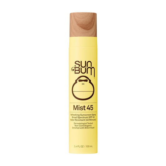 Sun Bum Original SPF 45 Sunscreen Mist - Moisturizing Facial Spray with Vitamin E - Travel Size 3.4 oz | Hawaii 104 Compliant