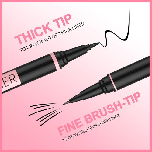 iMethod Liquid Eyeliner - Waterproof 2-in-1 Dual-Ended Liner with Precise Brush-Tip | Black Matte Finish, Long-Lasting, Smudge-Proof