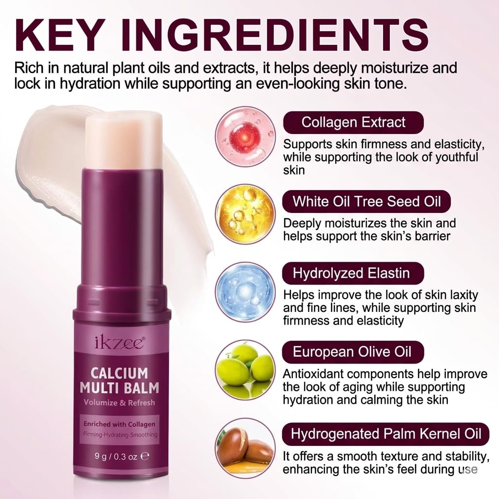 Skiennix Premium Calcium Multi Balm Stick - Gentle Firming & Hydrating Collagen Moisturizer | 9g, Anti-Wrinkle Care for Eyes, Face & Neck