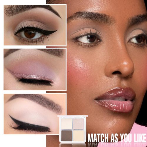 Kaely Eyeshadow Quad - Natural Nude Shimmer Palette for Mature Skin | Pigmented & Waterproof, 01