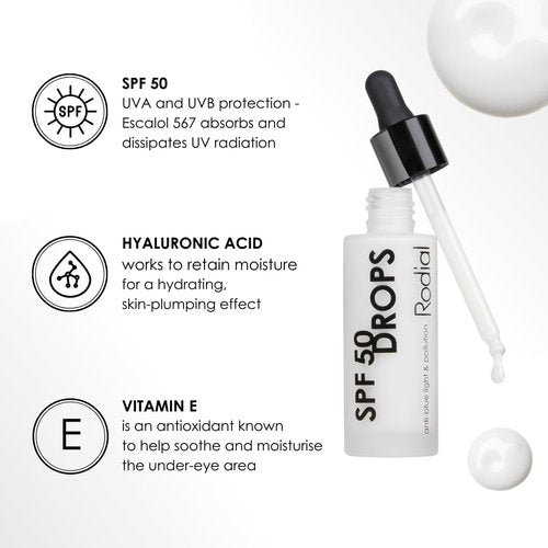 Rodial SPF 50 Serum - Hydrating Face Drops with Hyaluronic Acid & Vitamin E | 30ml UVA/UVB Protection