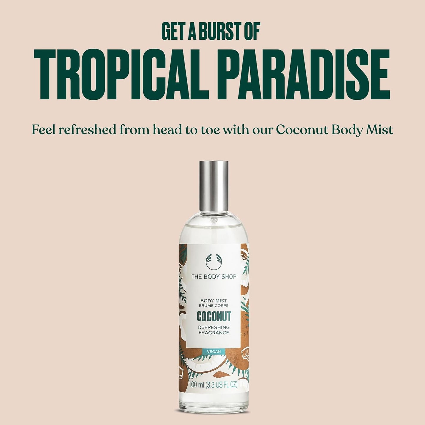 The Body Shop Coconut Body Mist - Refreshing Tropical Scent - Vegan Formula - 3.3 oz