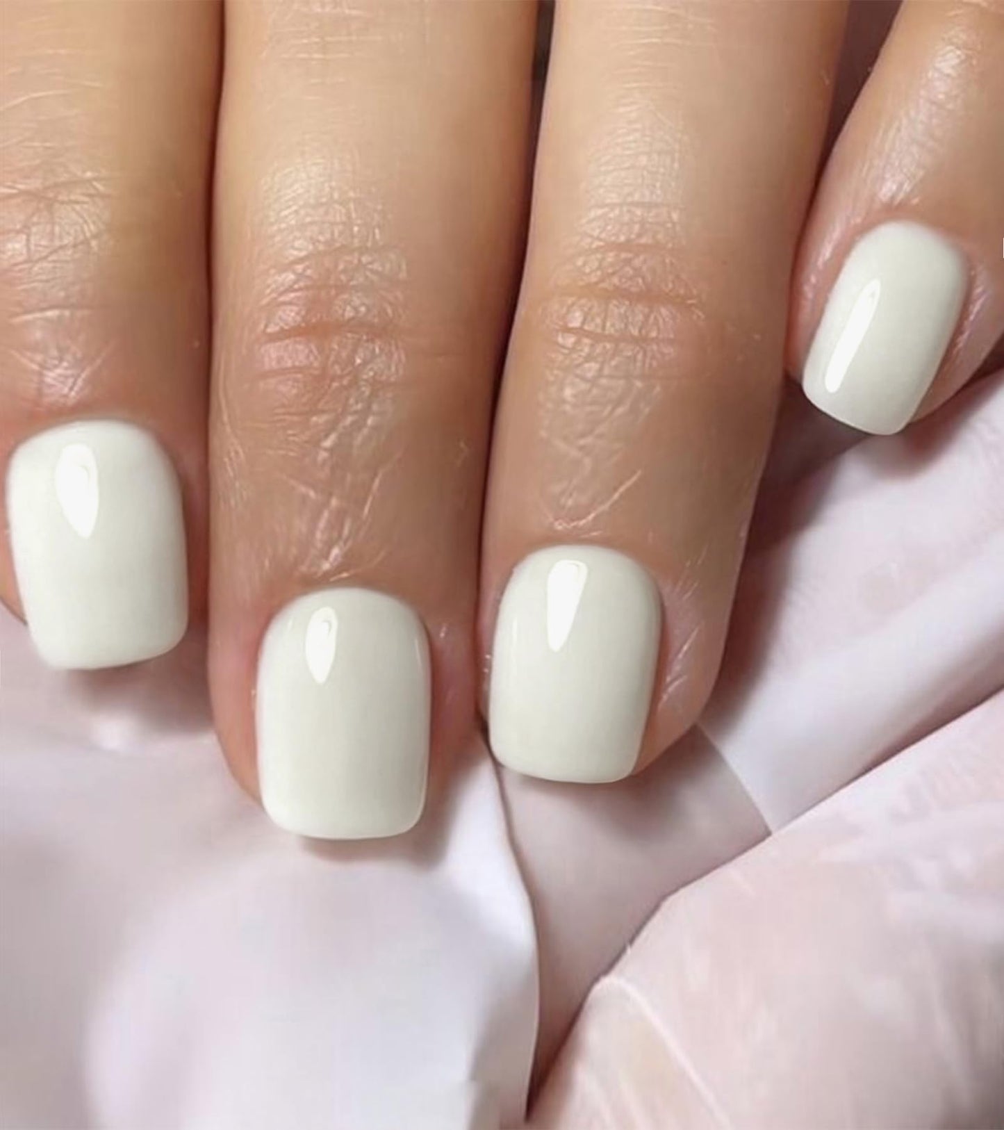 Artquee Press on Nails Short Soft Nude Square False Tips Glossy Reusable Fake Stick on Nails Kit for Women - 30 PCS 15 Sizes