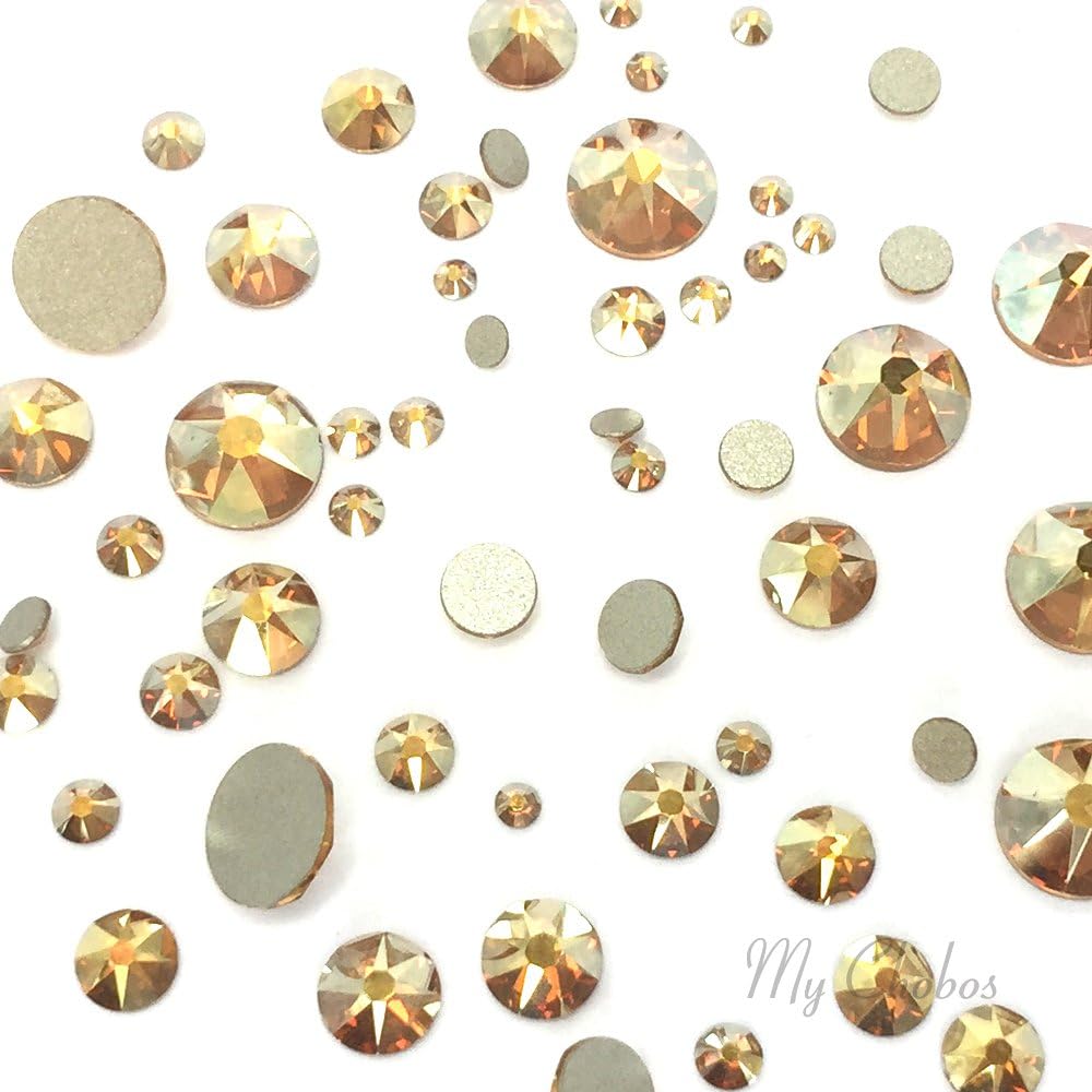 Swarovski Crystal Flatback Rhinestones - Metallic Sunshine Gold | 144 Pcs in Mixed Sizes SS5-SS30