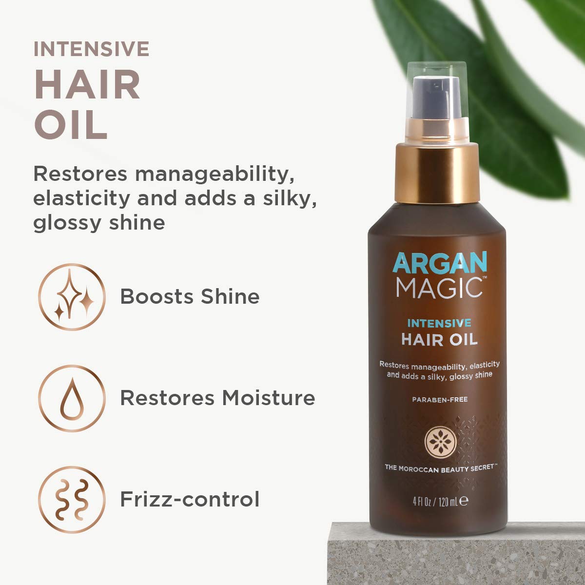 Argan Magic Intensive Hair Oil - Restores Manageability & Elasticity | Adds Shine & Controls Frizz | 4 oz