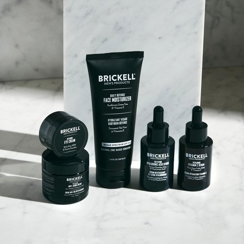 Brickell Men's Anti-Aging Skin Care Set - Night Cream, Vitamin C Serum, SPF Moisturizer & Eye Cream