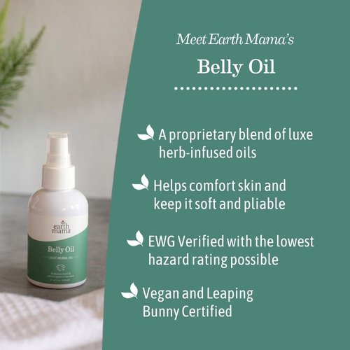 Earth Mama Belly Oil - Nourishing Moisturizer for Dry Skin | Promotes Elasticity & Prevents Stretch Marks, 4 oz