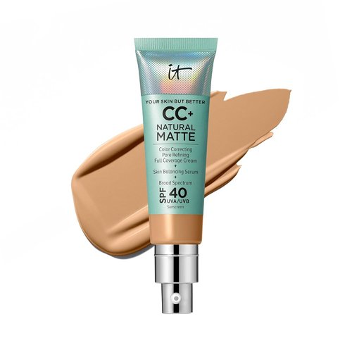 IT Cosmetics CC+ Cream - Natural Matte Poreless Full Coverage Foundation With SPF 40 | 1.08 fl oz