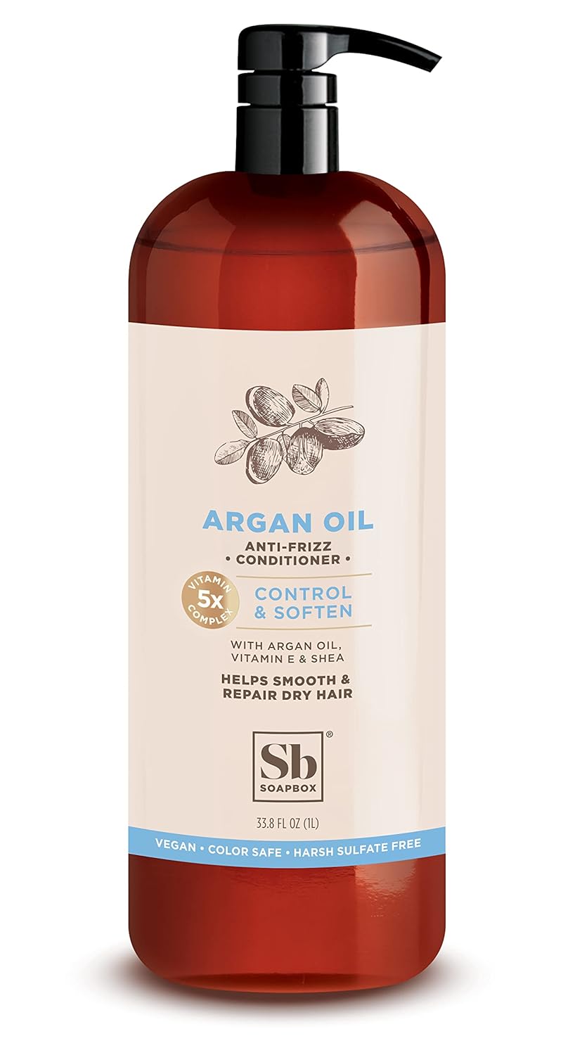 Soapbox Argan Oil Conditioner - Sulfate-Free, Paraben-Free & Vegan | 33.8 Ounces Color Safe Formula