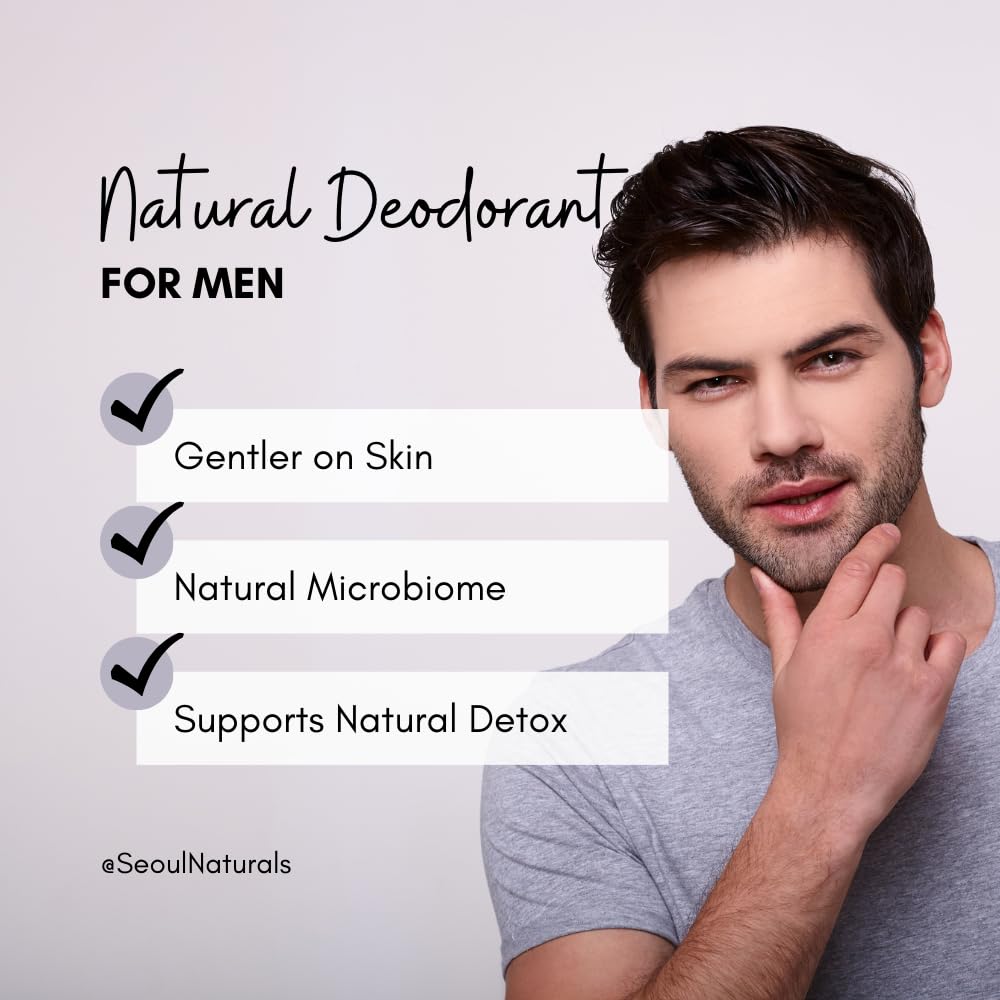 Seoul Naturals Men's Deodorant - Earthy Cedarwood & Sandalwood Scent | 2.65 oz K-Beauty Formula