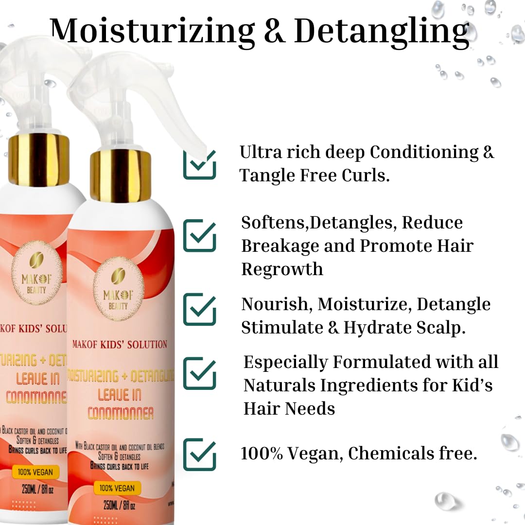 Skiennix Kids Leave-In Conditioner - Nourishing Formula with Mango Butter & Jojoba Oil | 8 Fl Oz