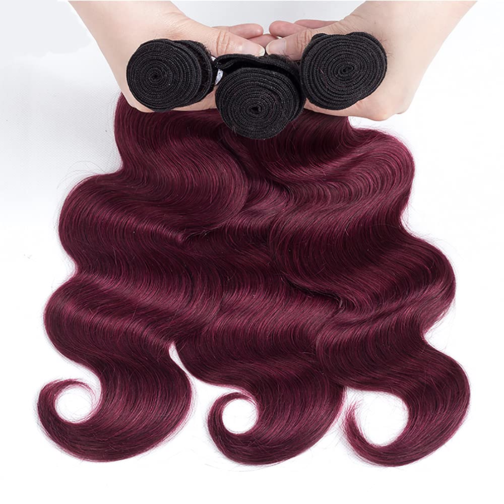 Burgundy Human Hair Bundles 1b99j Body Wave Bundles Brazilian Virgin Remy Hair 3 Bundles 12 14 16 Inch Dark Burgundy Body Wave Bundles Soft Hair Extensions Red Human Hair Bundles