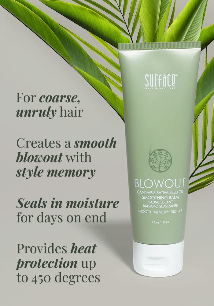 SURFACE Hair Blowout Smoothing Balm - Organic Heat-Resistant Formula with Babassu Oil - 4 fl oz