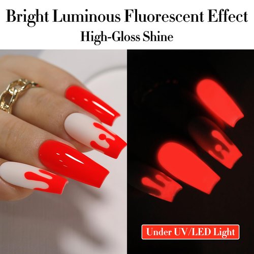 Double Rhythm 15ML Gel Nail Polish Pure Sheer Same Color Same Bottle Soak Off Gel Polish Art Manicure Salon DIY at Home for Women (Neon Red-A1422)