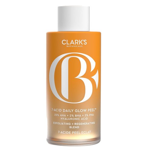 Clark's Botanicals 7-Acid Daily Glow Peel - AHA BHA Chemical Exfoliant for Brightening & Pore Purifying | 4.2 Oz