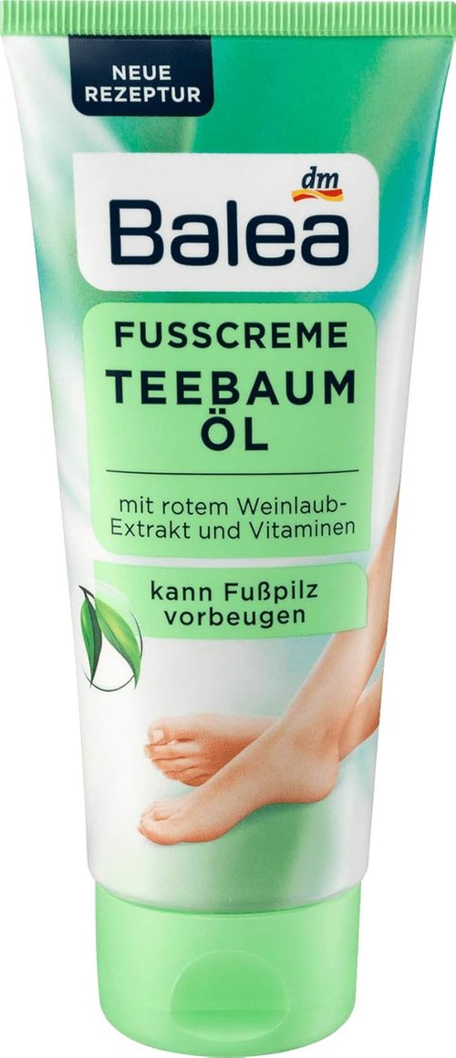 Balea Foot Cream - Tea Tree & Vine Leaf Extract for Soft Skin | Pack of 2, Made in Germany
