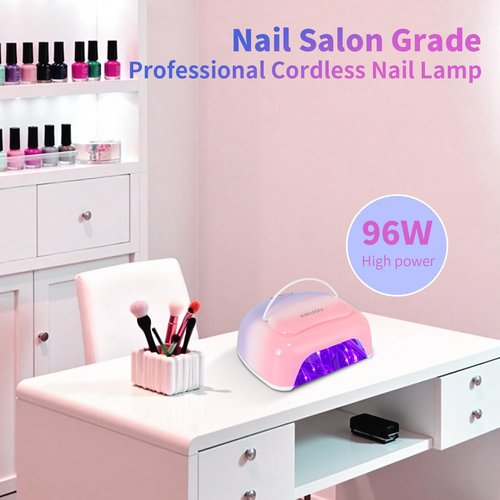 Kikugu Professional Rechargeable UV LED Nail Lamp,96W Cordless UV Light for Gel Nails with Metallic Reflector & Metal Base, Fast Curing Lamp Manicure,Pedicure,Ideal for Nail Salon(Orange Purple)