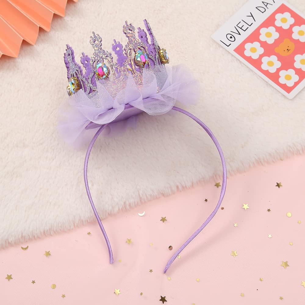 Ever Fairy Girls Shiny Crown Hairband Princess Girl Crown Headband Wedding… (Purple B)