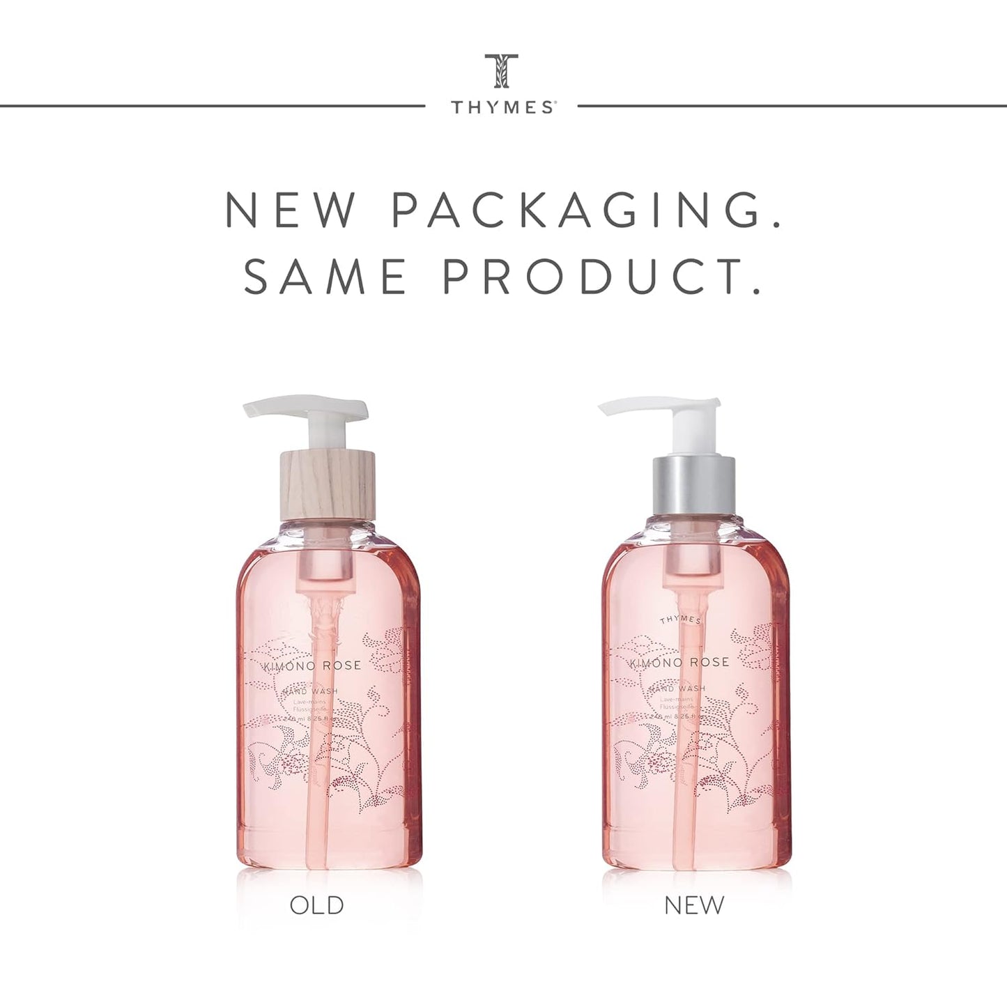 Thymes Moisturizing Hand Wash Soap - Luxurious Glycerin Formula with Noni Fruit - Kimono Rose, 8.25 oz