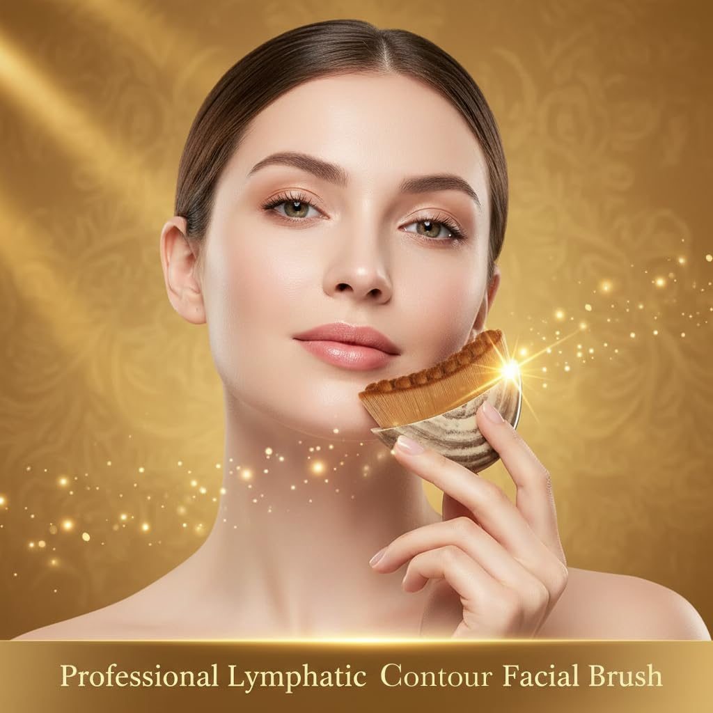 Skiennix Lymphatic Contour Face Brush - Ergonomic Chin & Jawline Sculpting Tool for Anti-Swelling Relief | 2PCS Set
