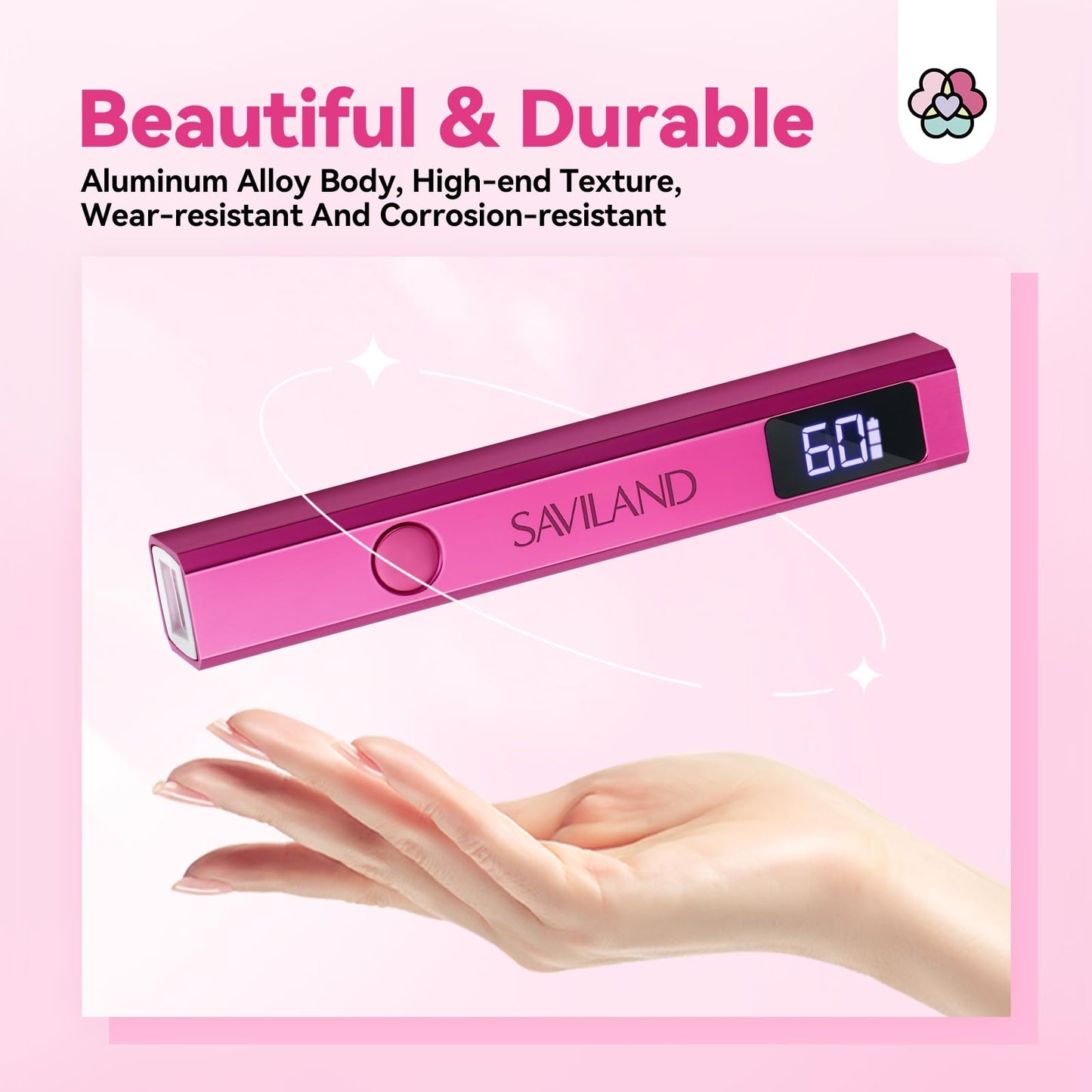 SAVILAND Handheld U V Nail Light for Nails: 12W Nail Lamp Fast Curing 2025 LCD Display Screen LED Light for Gel Nail Portable Mini U V Light Nail Dryer For Gel Polish Flash Cure Lamp Home DIY Self Use
