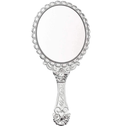 Weahre Hand Mirror Makeup Mirrors Handheld Decorative Personal Vintage Cosmetic Travel Mirrors (Silver)