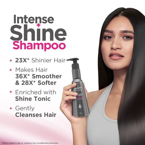BBLUNT Intense Shine Shampoo - Enriched with Shine Tonic & Silk Protein | Softens & Hydrates | 10.14 Fl Oz (300ml)