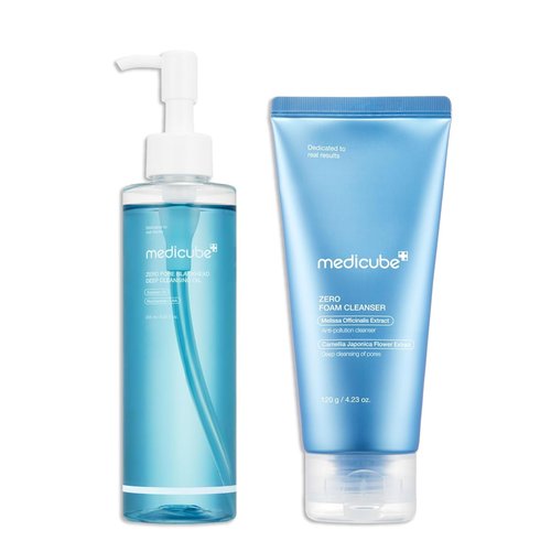 Medicube Double Cleansing Duo - Flawless Glass Skin Set with Zero Pore Cleansing Oil & Foam Cleanser