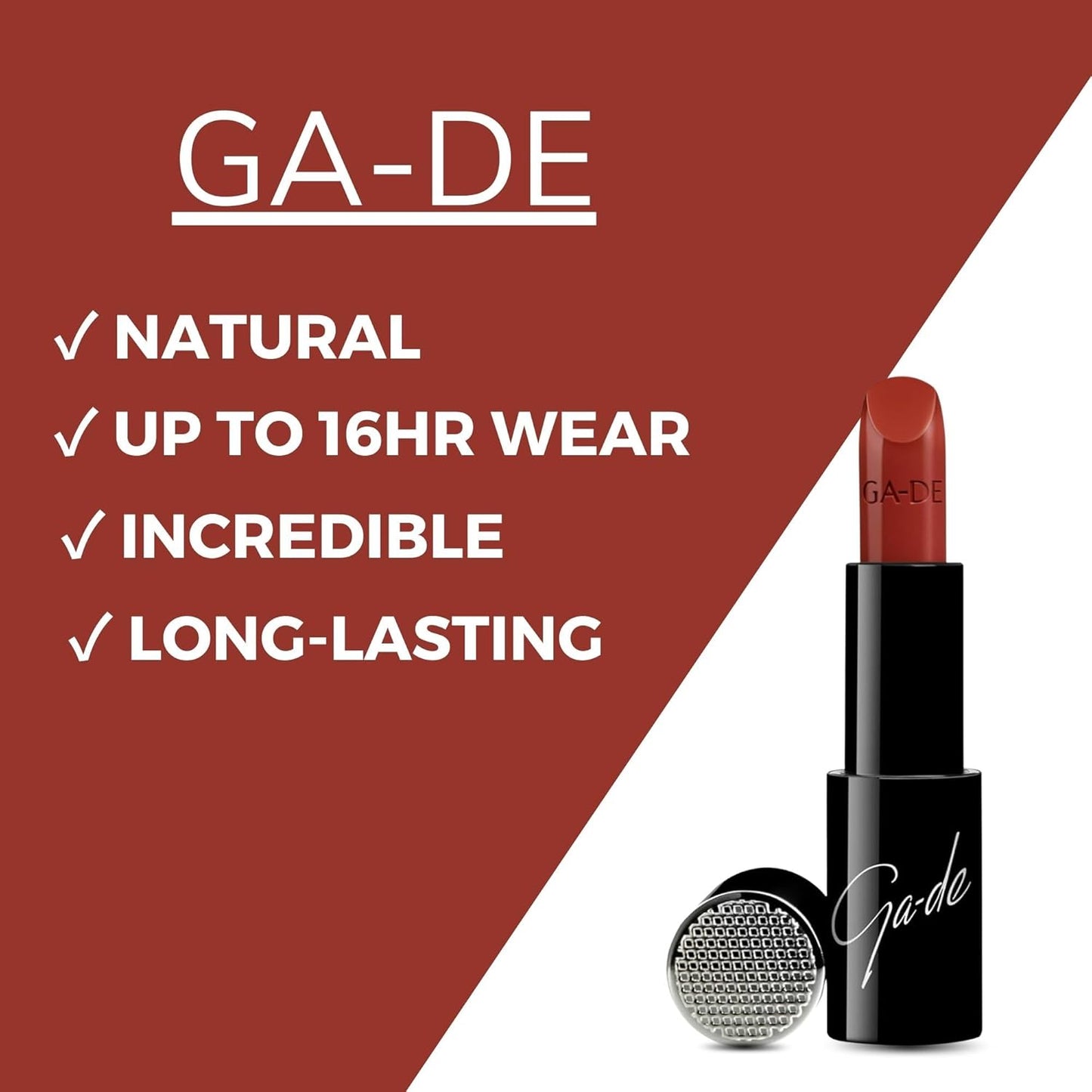 GA-DE Selfie Full Color Lipstick 869 - Long-Lasting High Pigment Formula with Argan Oil - 0.14 oz
