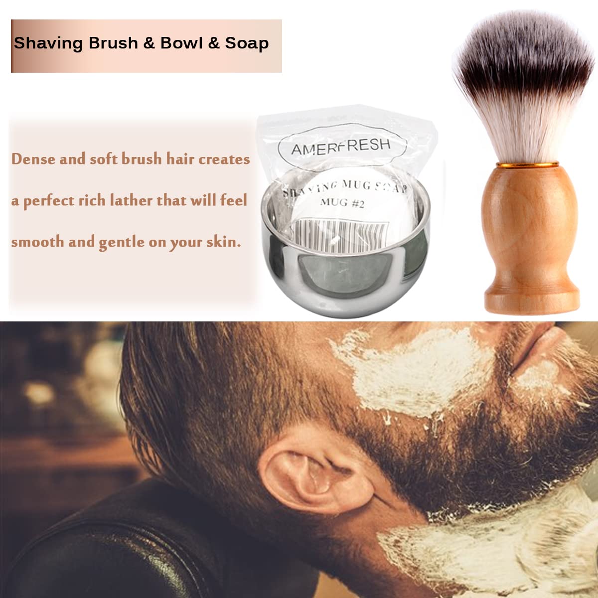 DanNuo Safety Straight Razor Shaving Set for Men with Shaving Brush Browl Barber Razor Strop Sharpening Stone Shaving Soap Polishing Compound Gift Set