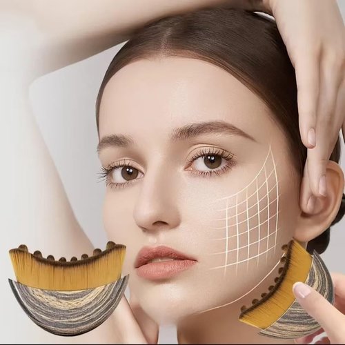 Lymphatic Contour Face Brush - Manual Drainage Massager for Sculpting & Lifting | Anti-Puffiness Tool