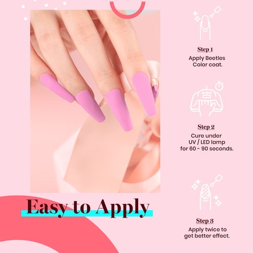 Beetles Pink Gel Polish - Bright Summer 15ML/0.51Fl Oz, Light Pink Gel Nail Polish, Soak Off UV LED Lamp Nail Art, Long-Lasting Manicure Salon DIY Home Spring Nails - Gifts for Her