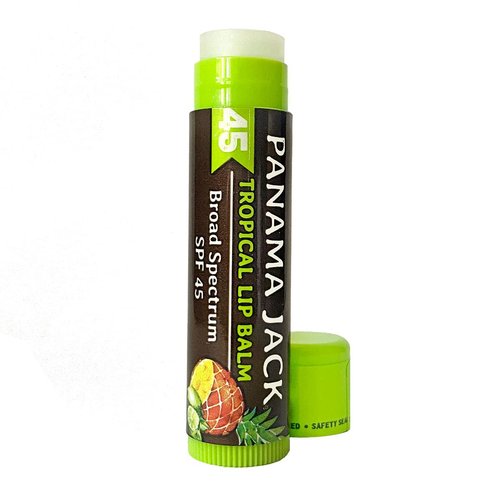 Panama Jack Sunscreen Lip Balm - SPF 45 Broad Spectrum Protection for Dry, Chapped Lips | Tropical Flavor, Pack of 3